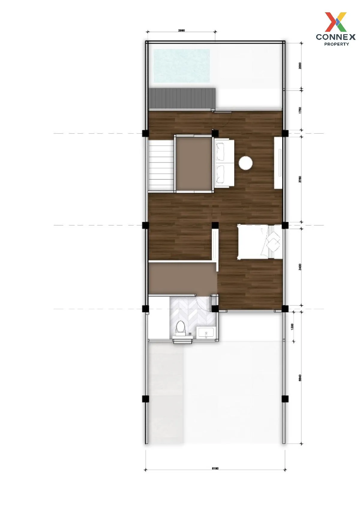 For Rent 3-storey townhouse, Rama 9 Soi 41, 28 sq m. , Suan Luang