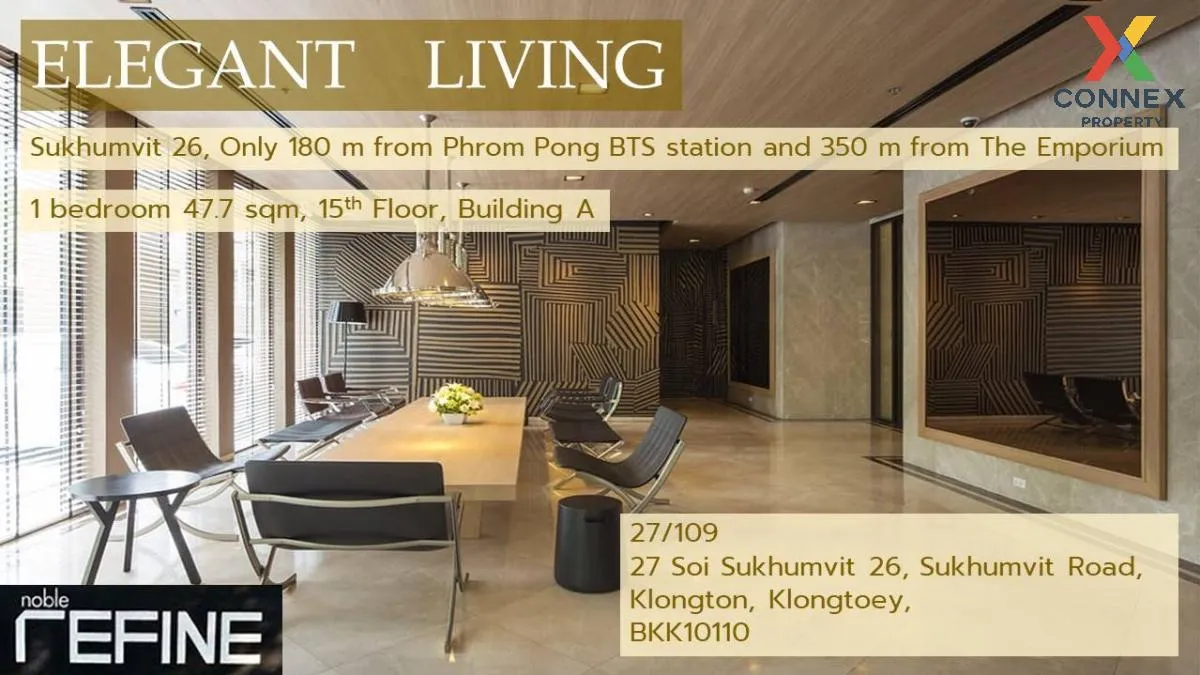 FOR RENT condo , Noble Refine , BTS-Phrom Phong , Khlong Tan , Khlong Toei , Bangkok , CX-15173