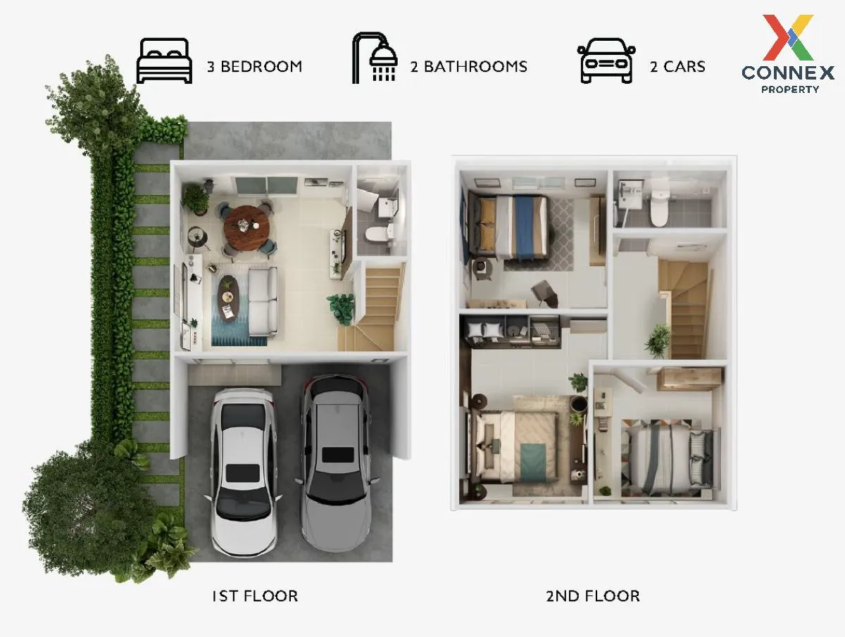 ขายทาวน์เฮ้าส์/ทาวน์โฮม  บ้านพฤกษา สุขุมวิท - บางปู 2 BTS-เคหะฯ บ 2