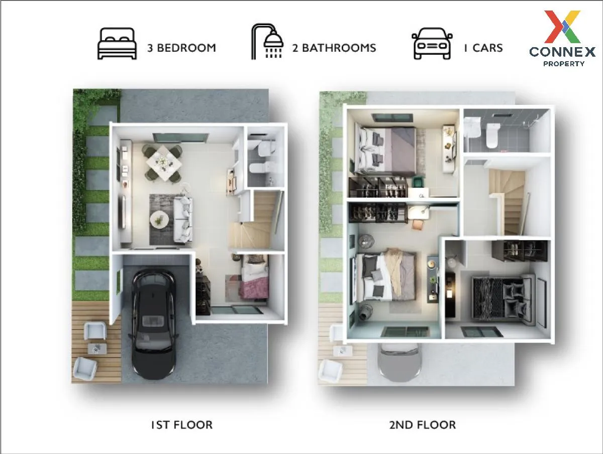 ขายทาวน์เฮ้าส์/ทาวน์โฮม  บ้านพฤกษา ติวานนท์ - รังสิต 2 บ้านใหม่ เ 2