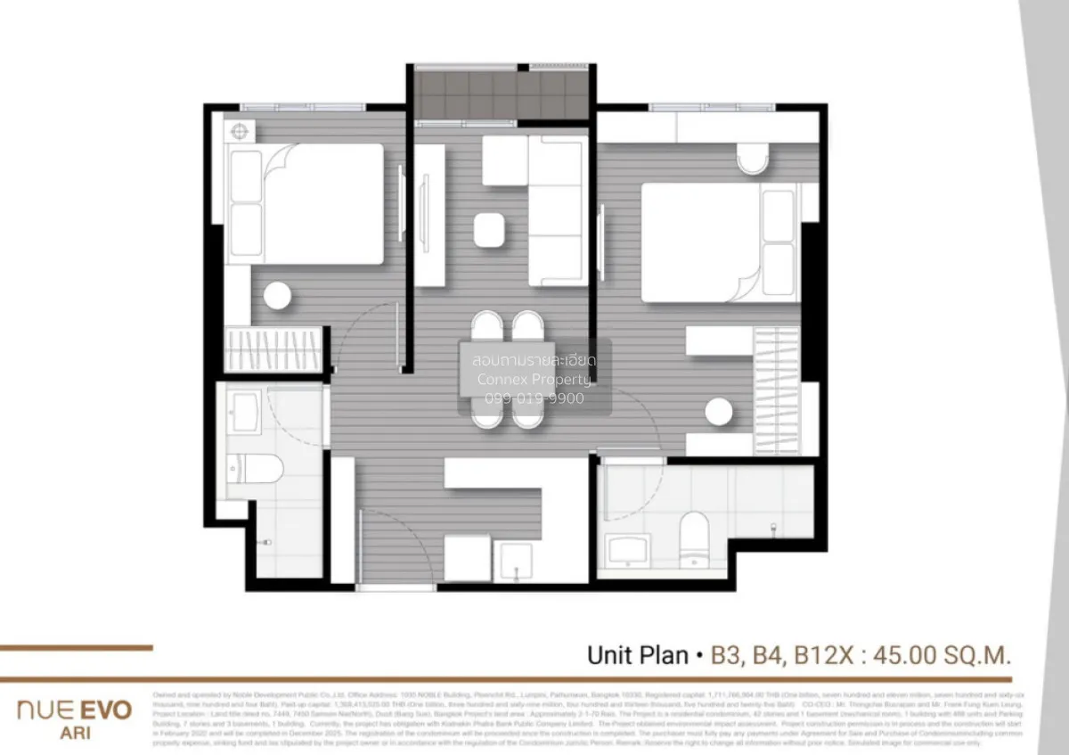 For Sale Condo , Noble Nue Evo Ari , corner unit , BTS-Ari , Than 1