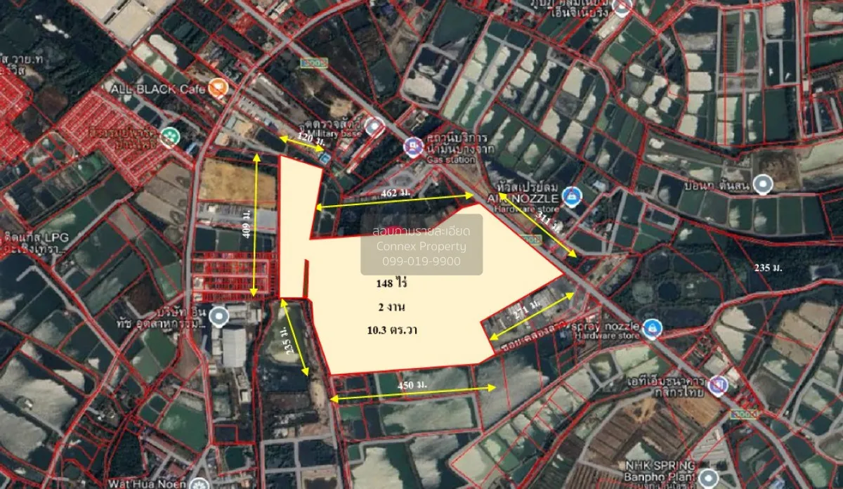 ขายที่ดินขนาด 148-2-10.3 ไร่  อ.บ้านโพธิ์ ฉะเชิงเทรา  CX-140504