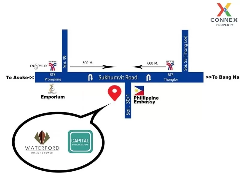 เช่า คอนโด  Waterford Diamond 30/1 BTS-พร้อมพงษ์ สุขุมวิท คลองตัน
