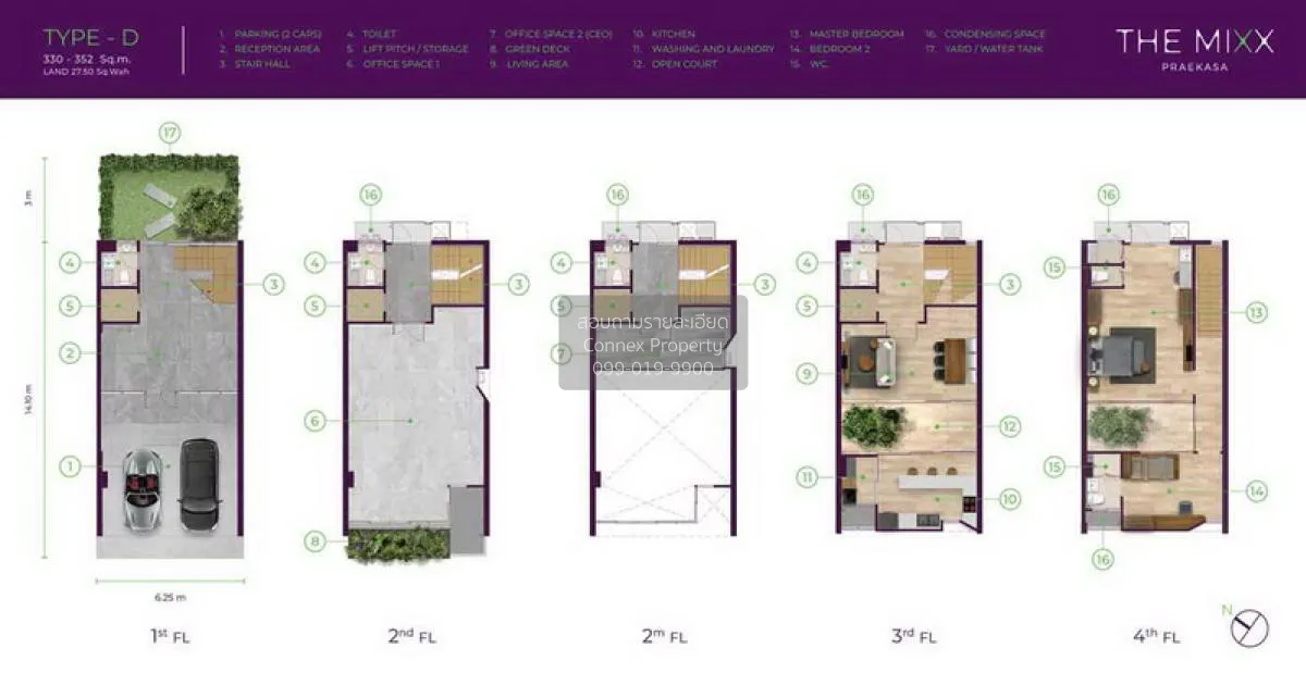 ขายสำนักงาน โฮมออฟฟิศ  4.5 ชั้น ตึกมุม The Mixx  แพรกษา ใกล้ BTS 